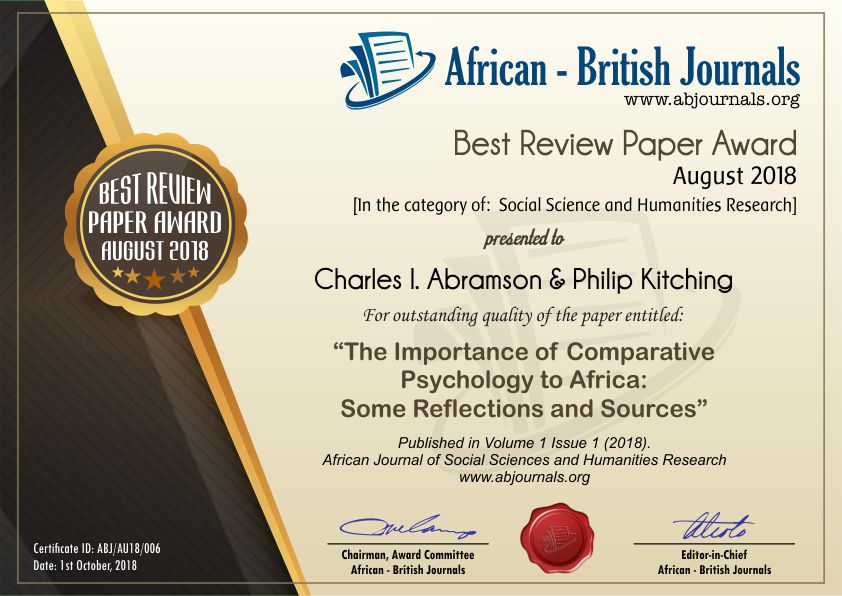 The Importance of Comparative Psychology to Africa Some Reflections and Sources